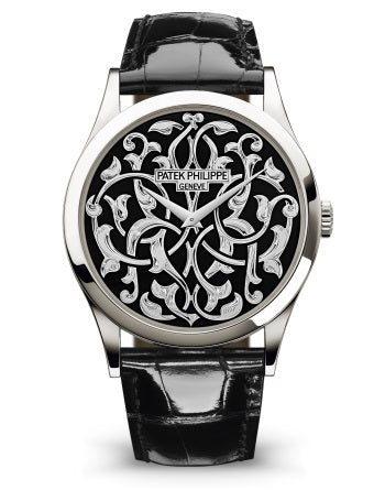 Patek Philippe Selfwinding Calatrava Platinum Handengraved Black Enamel 5088/100p-001 Calatrava - WatchesOff5thWatches